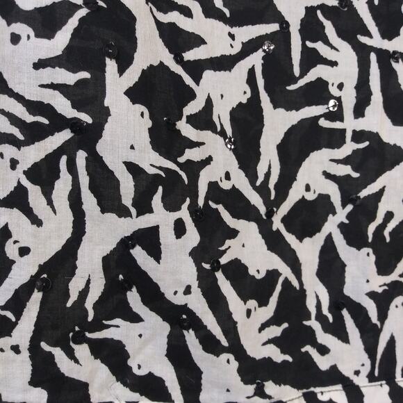 Tory Burch Black White Swinging Monkey Blouse Top Size 0 - Picture 6 of 9